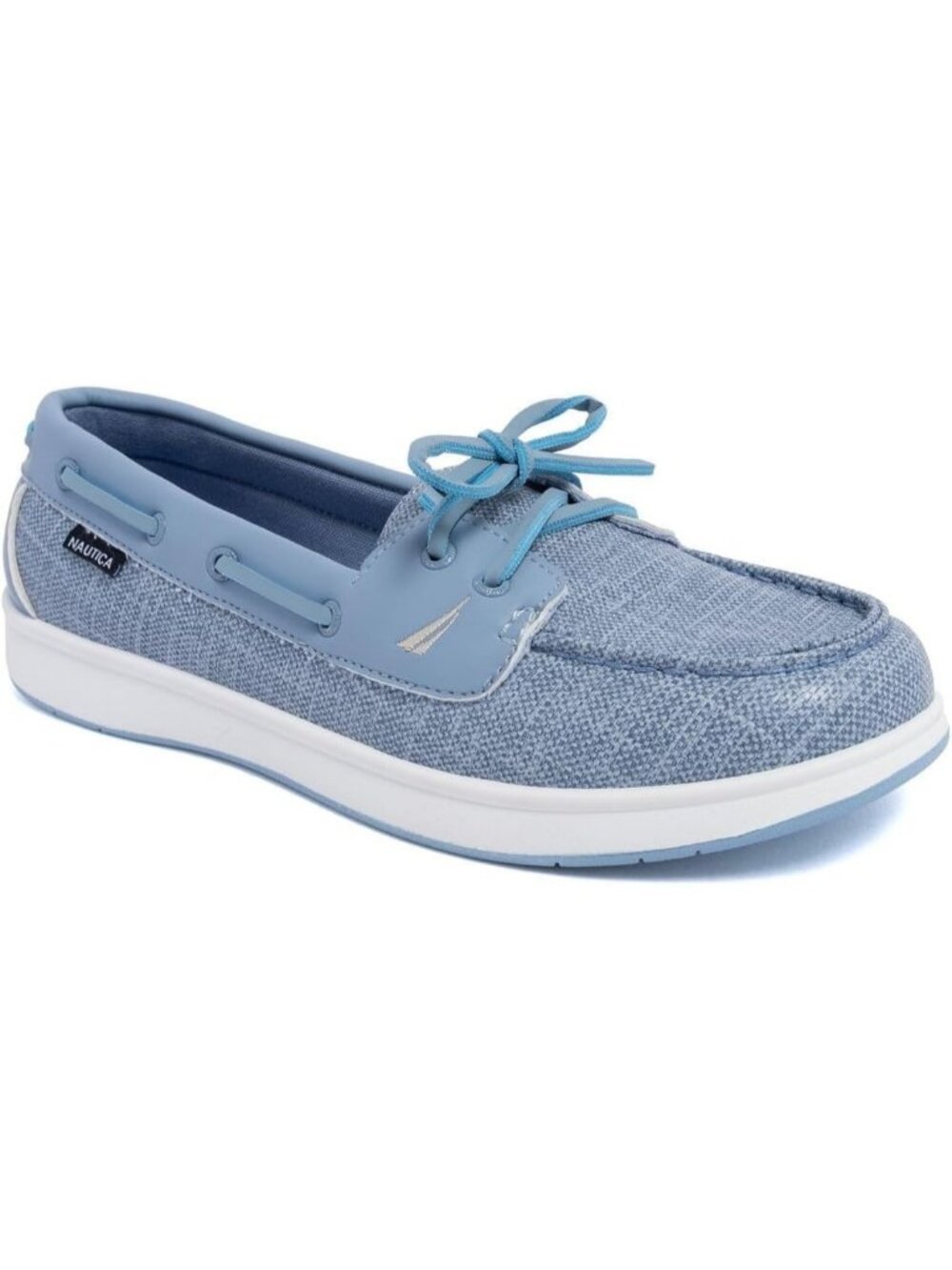 Women's Dusty Blue Faux Leather Moc-Toe Loafers with Cushioned Insole Sneakers